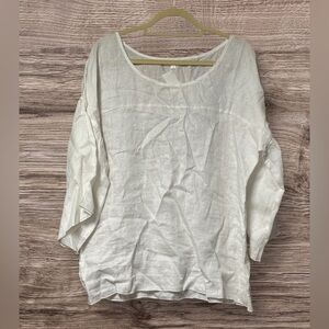 NWT Sarah Stewart Linen Blouse SZ L White